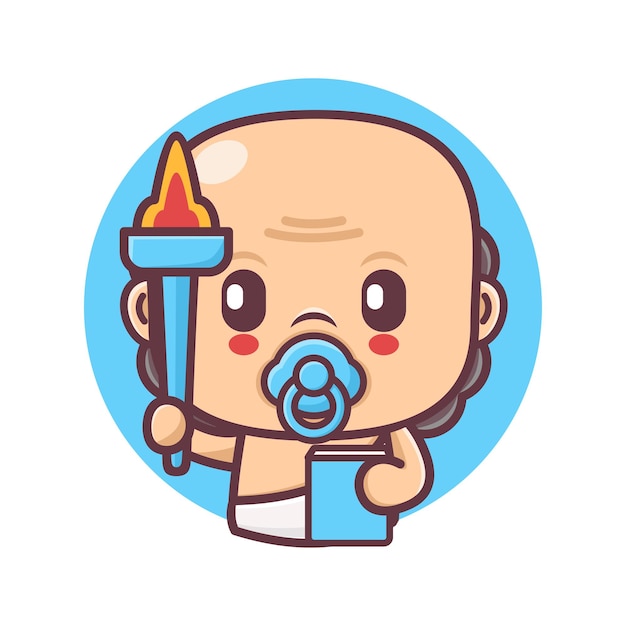 Cute baby cartoon with a torch