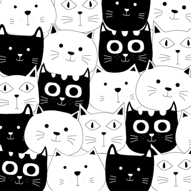 Cute baby cat pattern hand drawn style