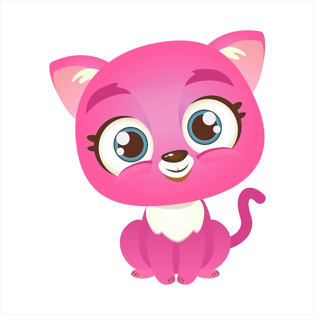 Cute baby cat pink vector illustration