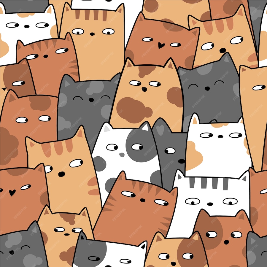 Premium Vector | Cute baby cat seamless pattern