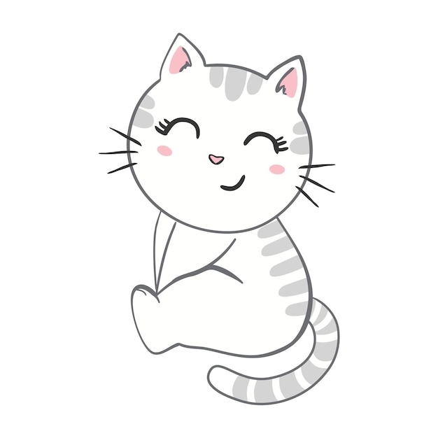 Cute baby cat. vector illustration for baby shower, greeting card.