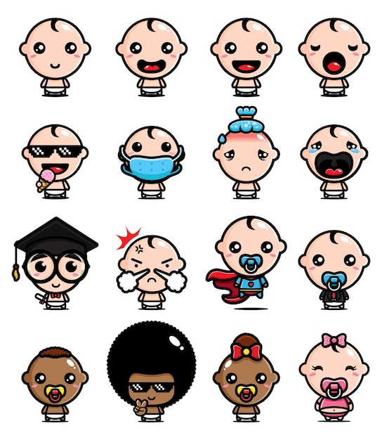 Vector cute baby character  bundle