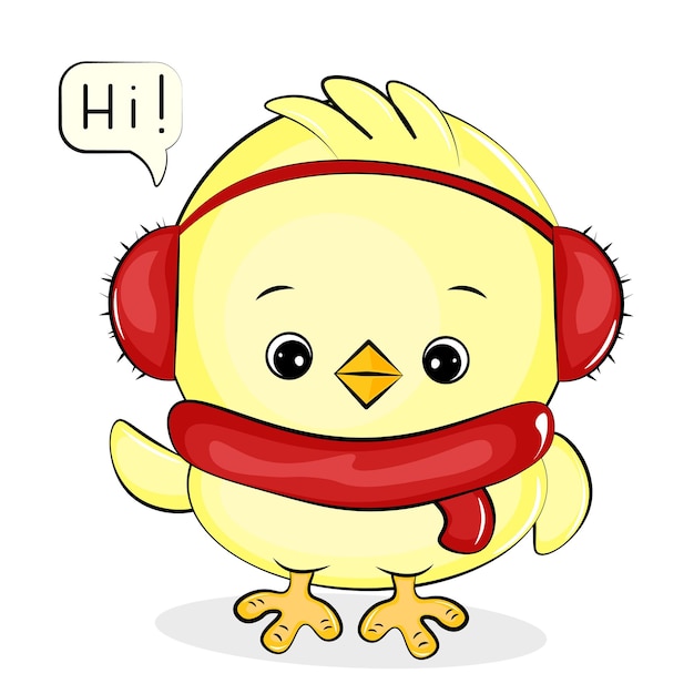 Cute baby chick with a smartphone