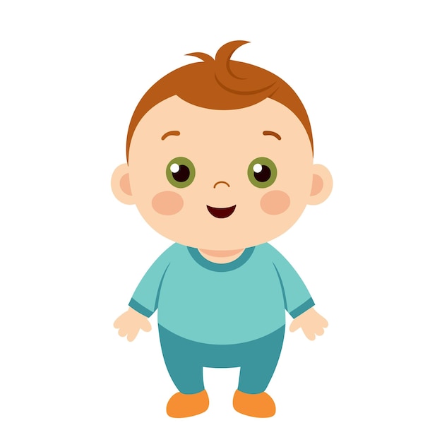 Vector cute baby child cartoon style on white background