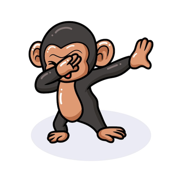 かわいい赤ちゃんチンパンジーの漫画を軽くたたく