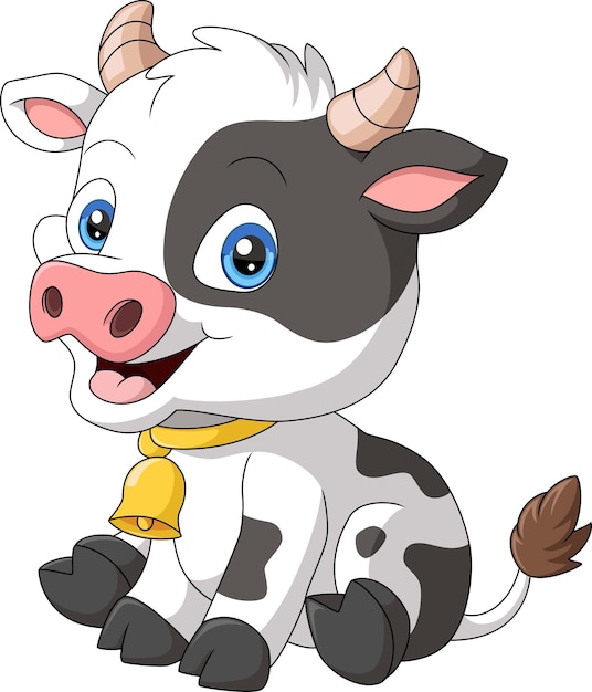 Cute baby cow cartoon sitting