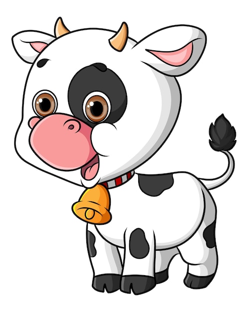 The cute baby cow is standing cutely of illustration