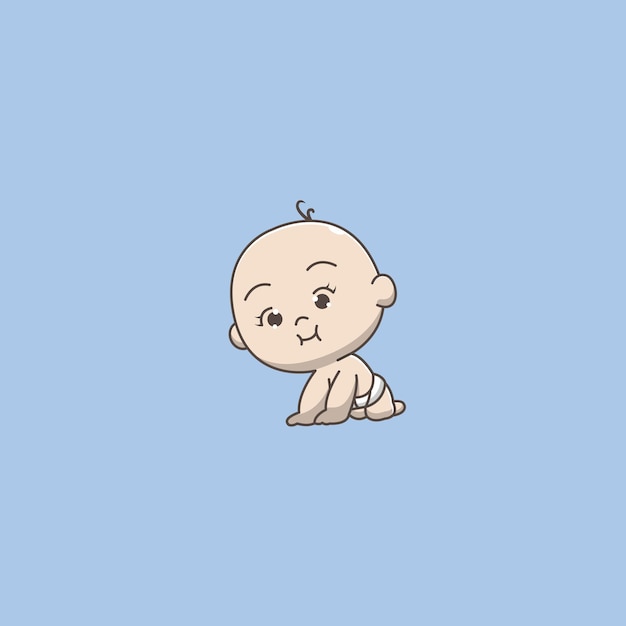 Vector cute baby crawling