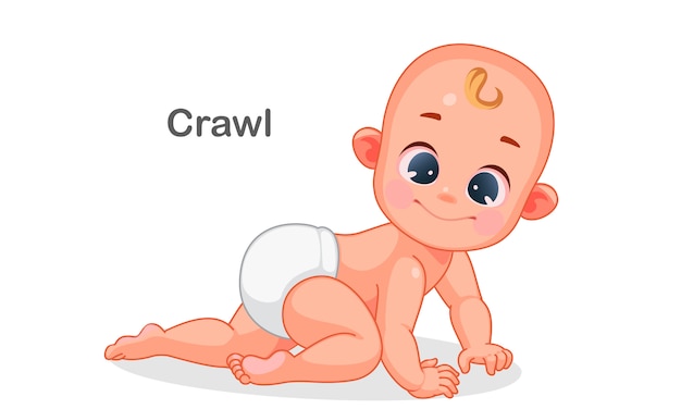 Of cute baby crawling