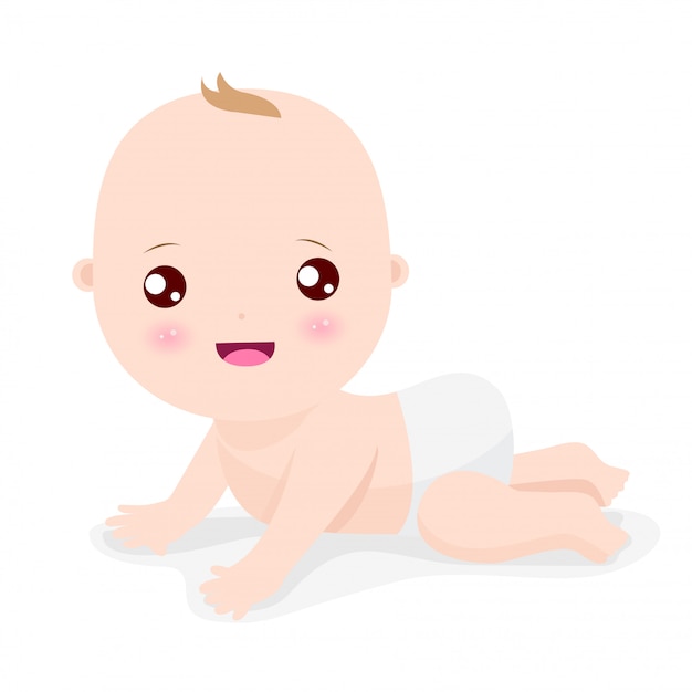 Vector cute baby crawling