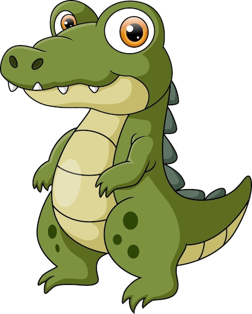 Милый мультфильм про крокодила на белом фоне