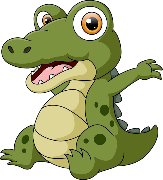 Vector cute baby crocodile cartoon on white background