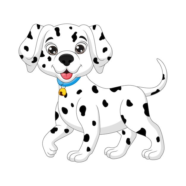 Cute baby dalmatian cartoon on white background