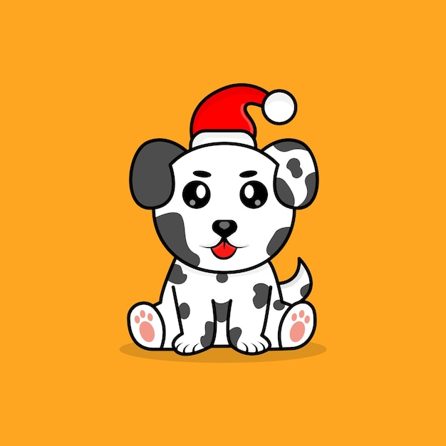 Cute baby dalmatian in a Christmas hat.