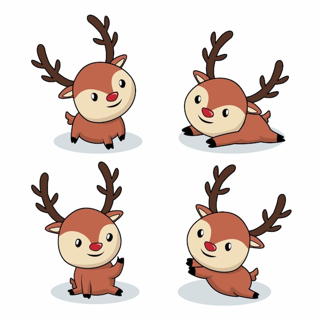 Cute baby deer cartoon isolato su bianco