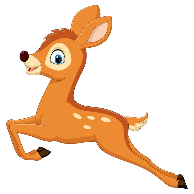 Cute baby deer cartoon jumping