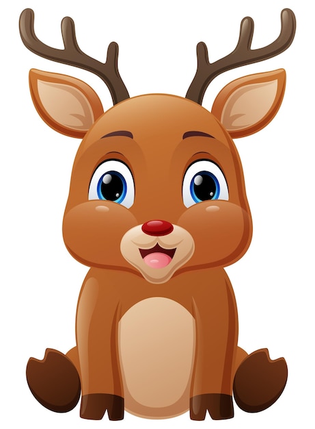 Cute baby deer cartoon sitting