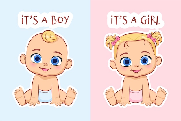 cartoon little boy and girl