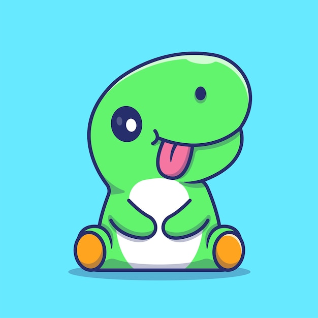 Cute Baby Dino Sitting Cartoon Vector Icon Illustration Animal Nature Icon Concept Isolated Flat