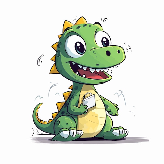 Cute baby dino on white background Designed using a vector style