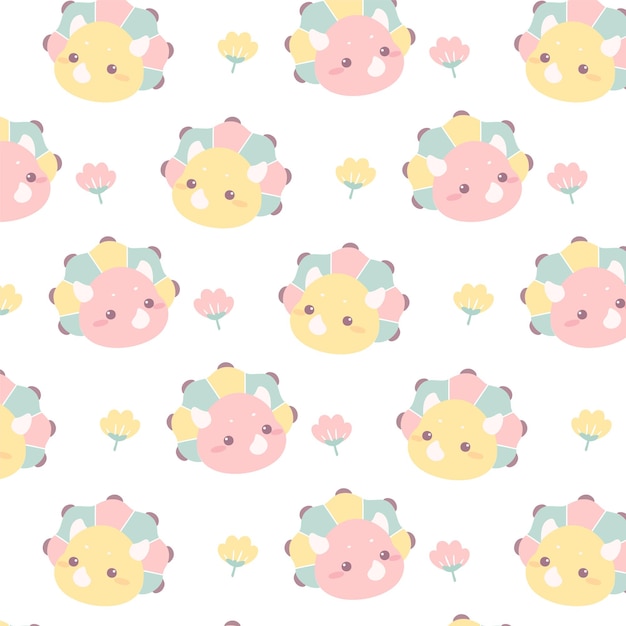 Cute baby dinosaur cartoon doodle pattern cute kid and baby seamless pattern