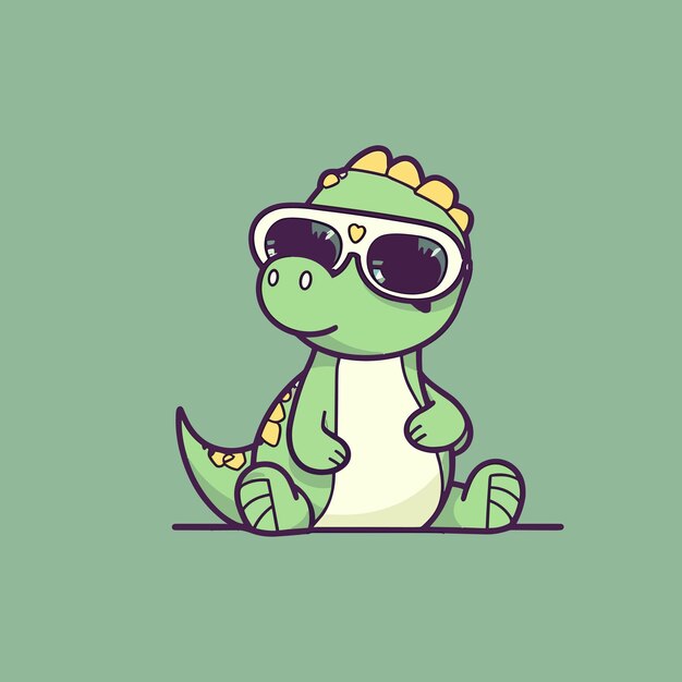 Cute baby Dinosaur cartoon reptile trex raptor illustration