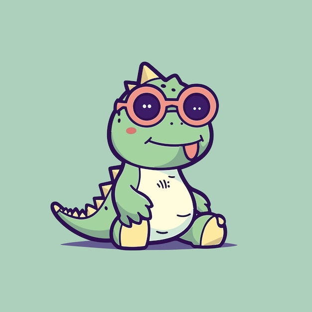 Cute baby Dinosaur cartoon reptile trex raptor illustration