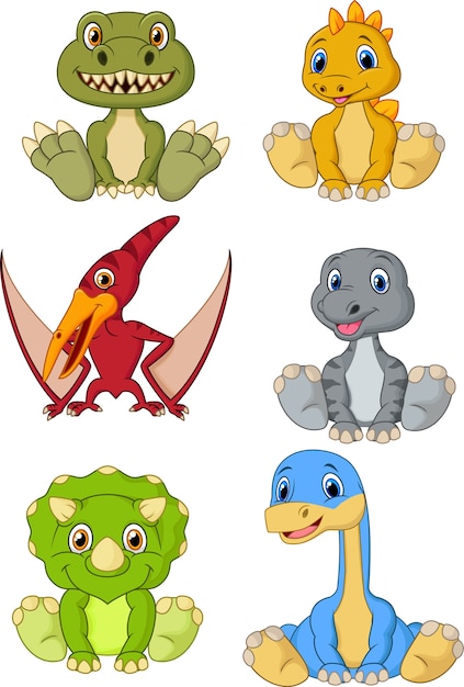 Cute baby dinosaurs cartoon collection set