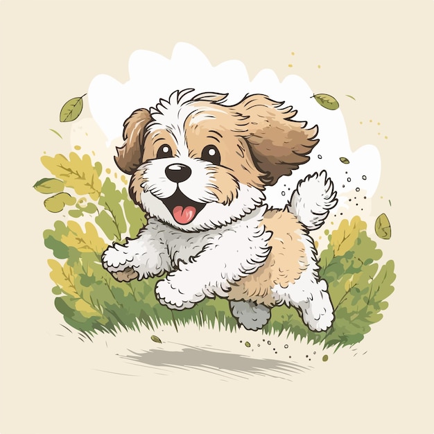 Cute baby dog playing illustration Cartoon