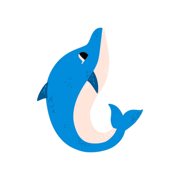 Cute baby dolphin in hand drawn style Vector illustration