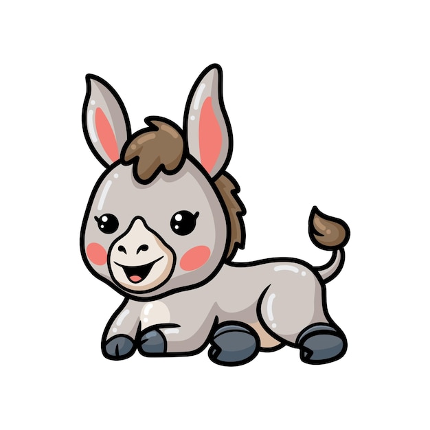 Cute baby donkey cartoon lying down