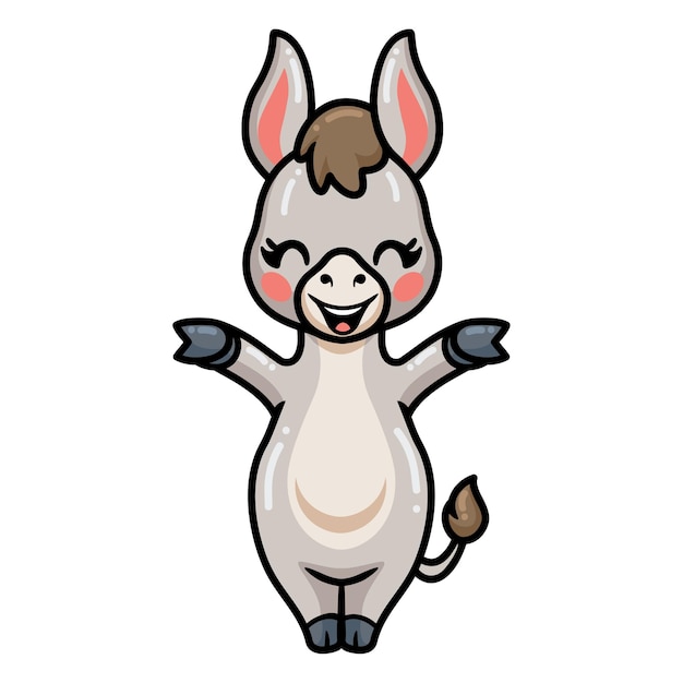 Vector cute baby donkey cartoon posing