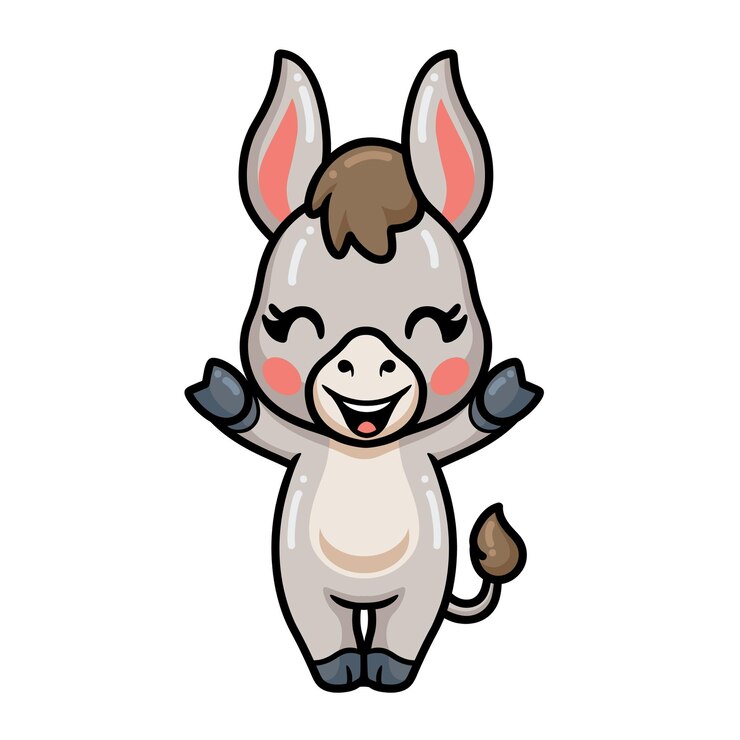 かわいい赤ちゃんロバの漫画のポーズ