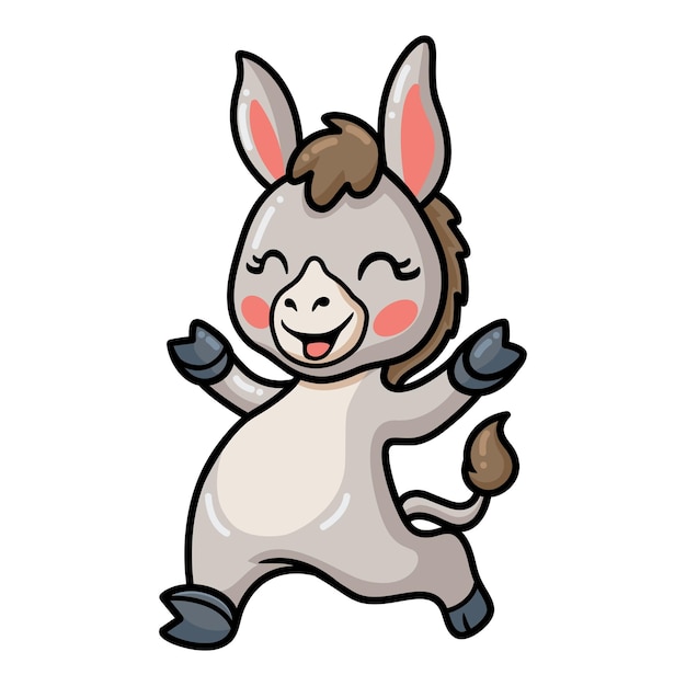 Cute baby donkey cartoon posing