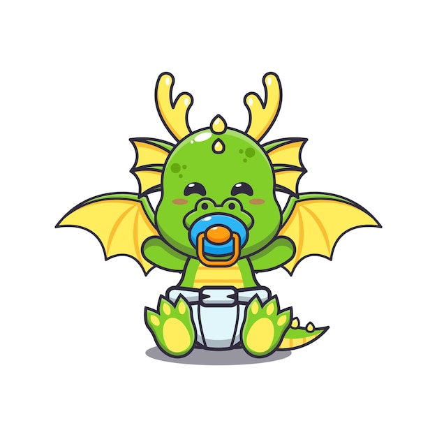 Cute baby dragon cartoon vector illustration.