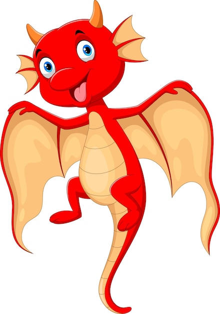 Vector cute baby dragon flying cartoon