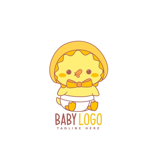 babyshop 아기 제품 회사 로고를 위한 귀여운 아기 오리 기저귀 로고