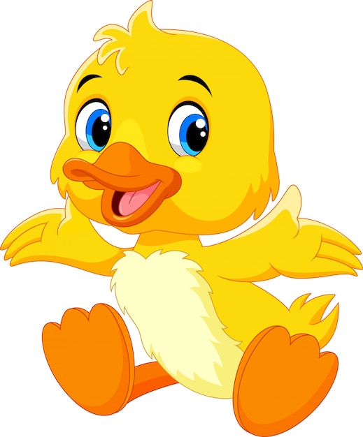 Vector cute baby duck lifted its wings