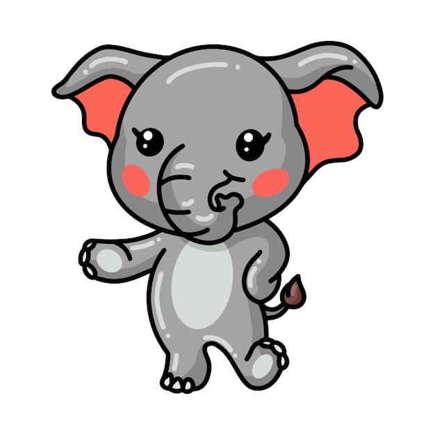 Cute baby elephant cartoon posing