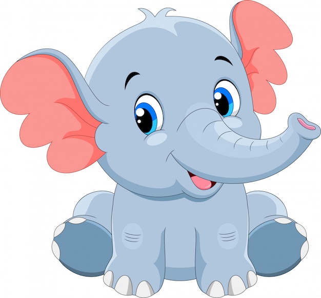 Cute baby elephant cartoon sitting