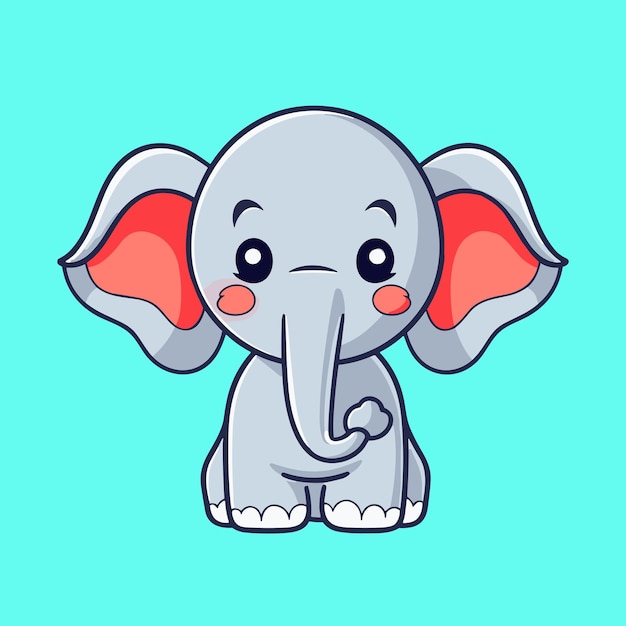 Cute baby elephant cartoon sitting