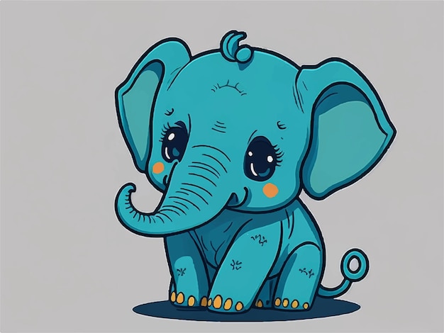 Cute baby elephant cartoon vector