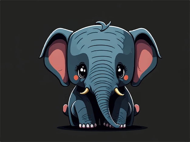 Cute baby elephant cartoon vector
