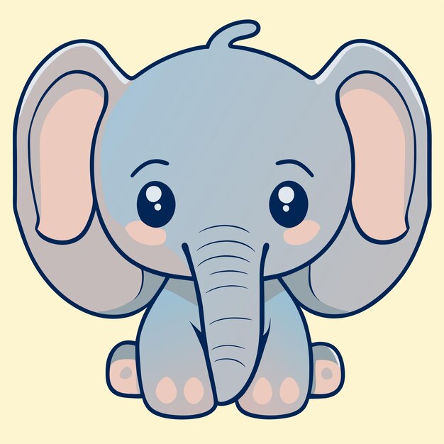 Vector cute baby elephant hand drawn cartoon sticker icon concept isolated illustration