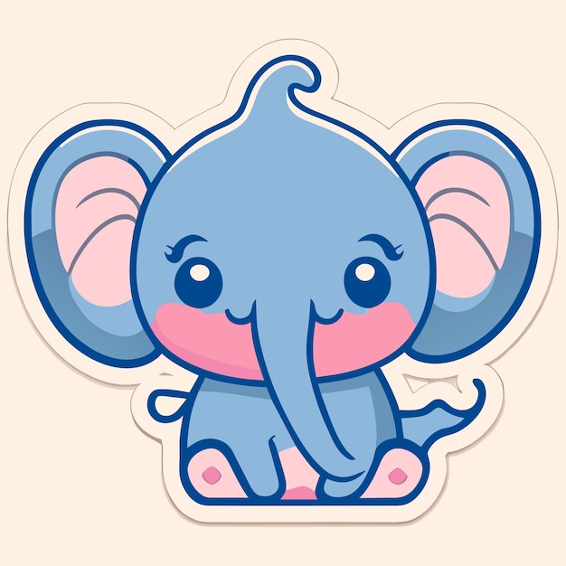 Vector cute baby elephant hand drawn cartoon sticker icon concept isolated illustration