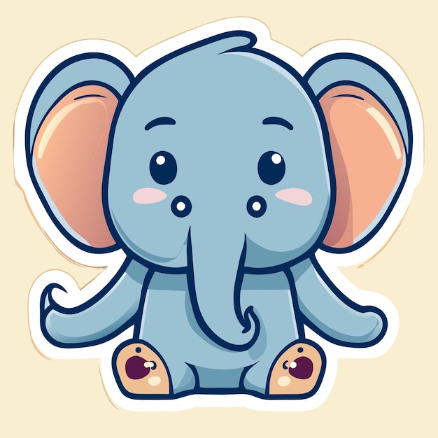 Vector cute baby elephant hand drawn cartoon sticker icon concept isolated illustration