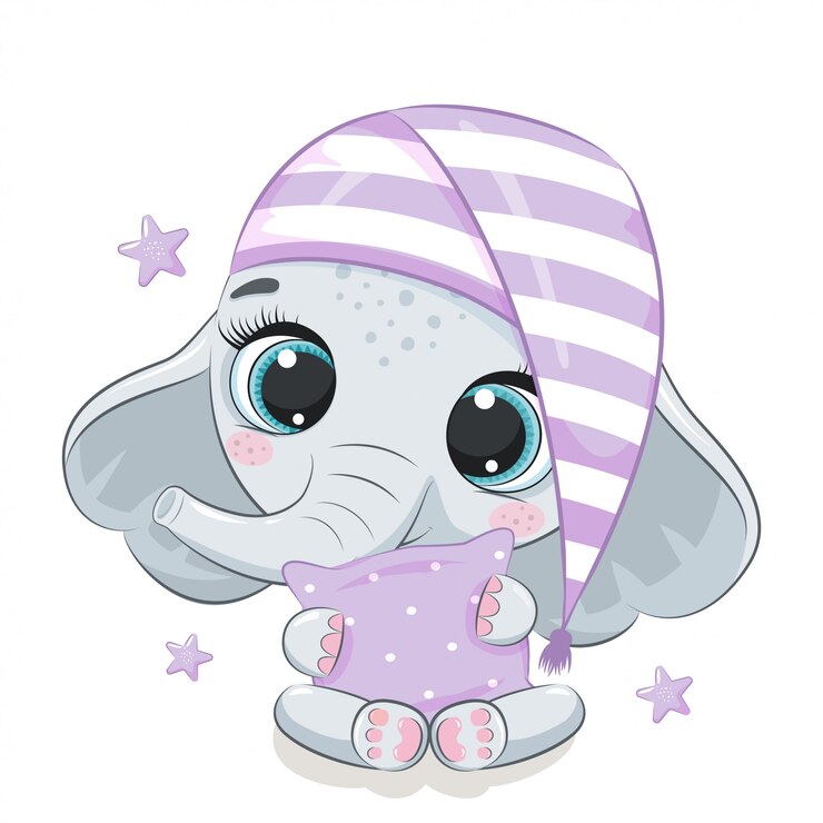 Cute baby elephant illustration.