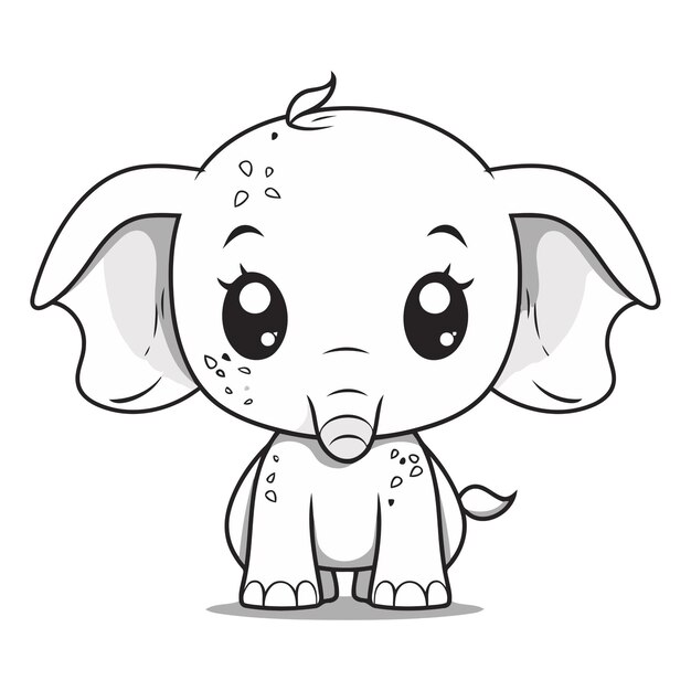 Vector cute baby elephant isolated on a white background