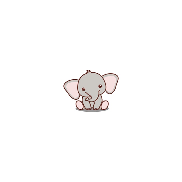 Cute baby elephant sitting cartoon icon