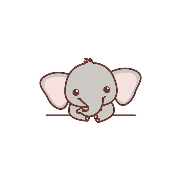 Cute baby elephant over wall cartoon